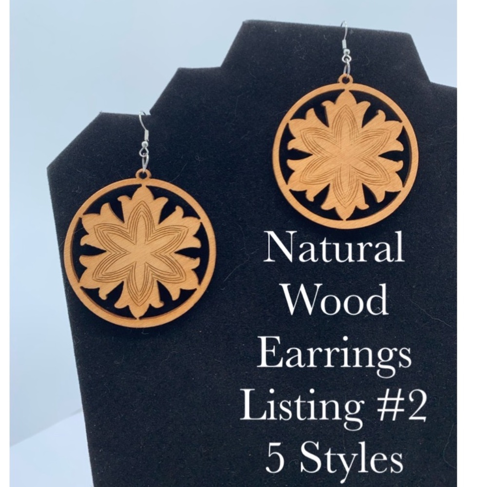 NWT Handmade Natural Wood Earrings